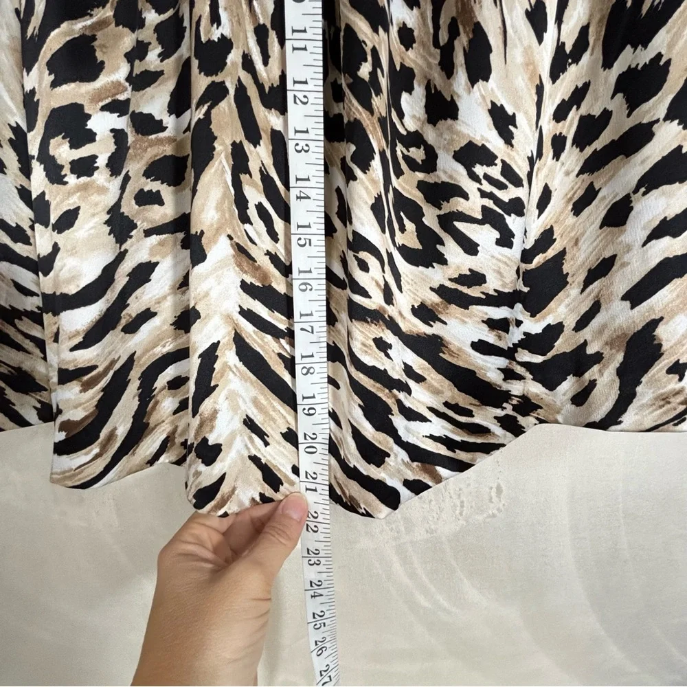 White House Black Market Women’s Leopard Print Pleated A-Line Skirt W/ Pockets